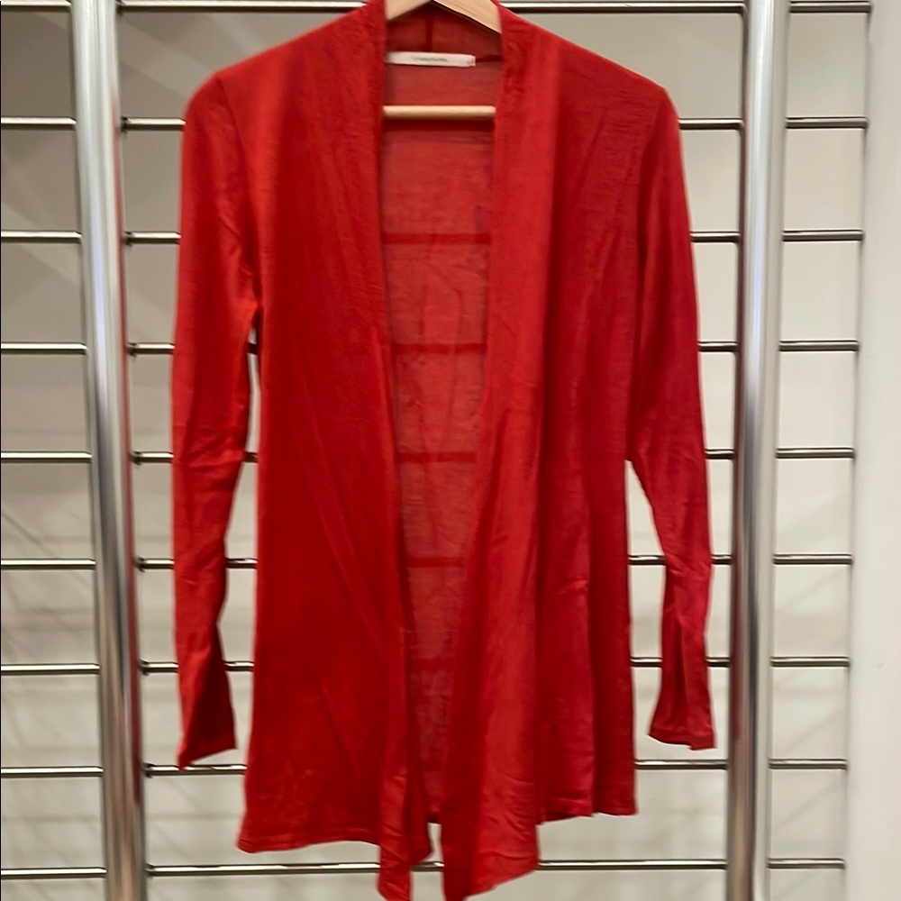 Red Women's Long Cardigan